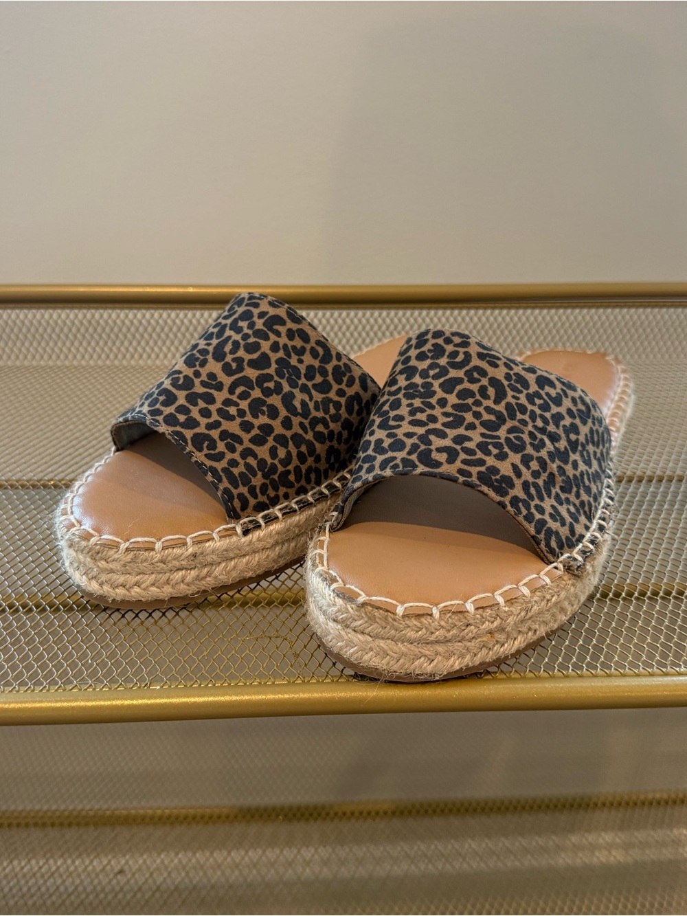 Old Navy Leopard Print Slide Espadrille Sandals - Black and Brown